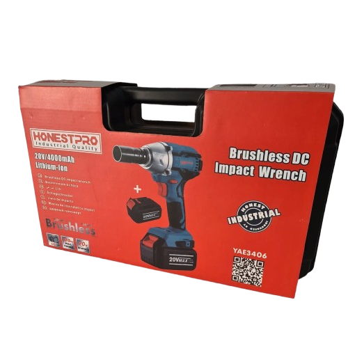 Clé A Choc Boulonneuse sans fil 20v Li-Ion 2 Batteries 4.0Ah Brushless (Avec valise) 1/2" DR 320Nm HONESTPRO | YAE3406 - الصورة 3