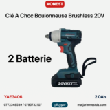 Boulonneuse Clé A Choc Batterie Brushless 20V 2.0Ah HONESTPRO | YAE3406