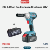 Clé A Choc Boulonneuse sans fil 20v Li-Ion 2 Batteries 4.0Ah Brushless (Avec valise) 1/2" DR 320Nm HONESTPRO | YAE3406