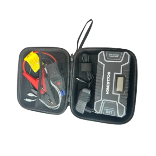 Booster batterie 3 in1 500A Power Bank 12000 mAh et lampe torche 2USB avec pochette HONESTPRO YAE3496 - الصورة 5