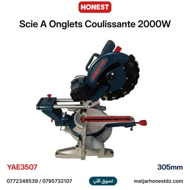 Scie A Onglets Coulissante 305mm 2000W HONESTPRO YAE3507