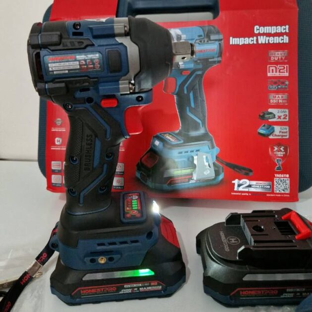 Clé A Choc Boulonneuse Sans Fil 21v Li-Ion BRUSHLESS Avec 2 Batterie 2.0AH 550N.m HONESTPRO YAE6118 - الصورة 5