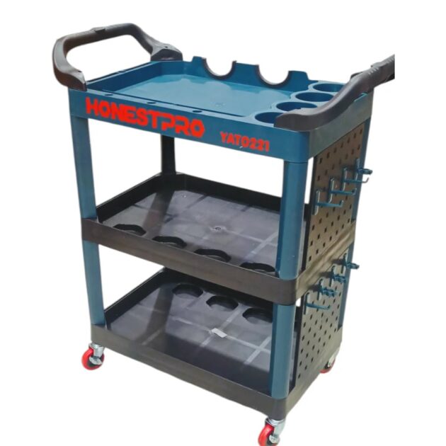 Chariot en plastic à outils à trois plateaux, 3 étages HONESTPRO YAT0221 - الصورة 2
