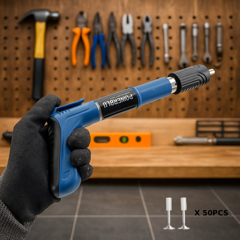 Pistolet a clous en acier machine de tir a ongles pénètre le mur et le fer 50pcs POWERBLU | YAE1080 - الصورة 10