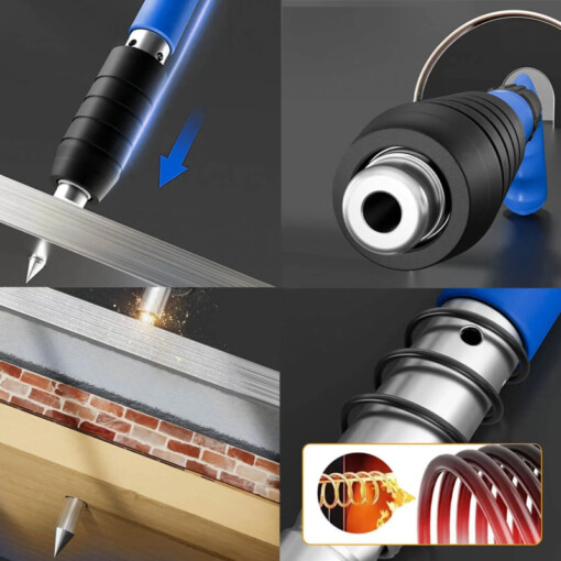 Pistolet a clous en acier machine de tir a ongles pénètre le mur et le fer 50pcs POWERBLU | YAE1080 - الصورة 8