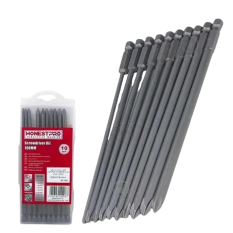 Jeu de 10 Pcs embouts magnétiques Phillips PH1, PH2 150 mm avec coffret HONESTPRO YAD0292 - الصورة 3