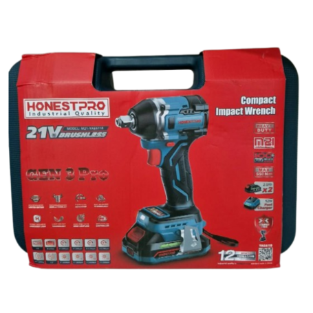 Clé A Choc Boulonneuse Sans Fil 21v Li-Ion BRUSHLESS Avec 2 Batterie 2.0AH 550N.m HONESTPRO | YAE6118 - الصورة 3